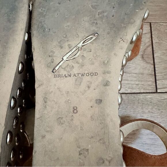 B Brian Atwood Franki Studded Tan Suede Boho Platform Sandals - Picture 9 of 10